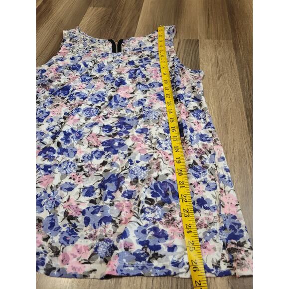 Relativity Blue Pink Floral Pattern Sleeveless Blouse Zipper Women's 1X - Picture 6 of 8